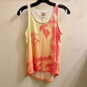 Yellow and pink palm tree tank top